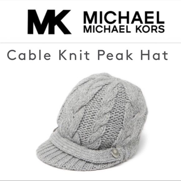 🆕🧢 Cable Knit Peak Hat Gray MK Michael Kors - Picture 1 of 5